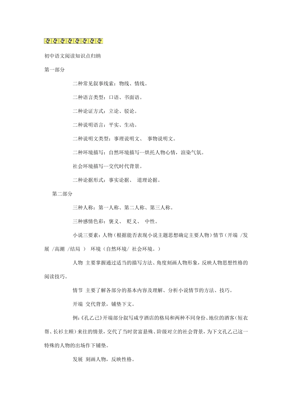 初中语文阅读知识点归纳 (2)_第1页