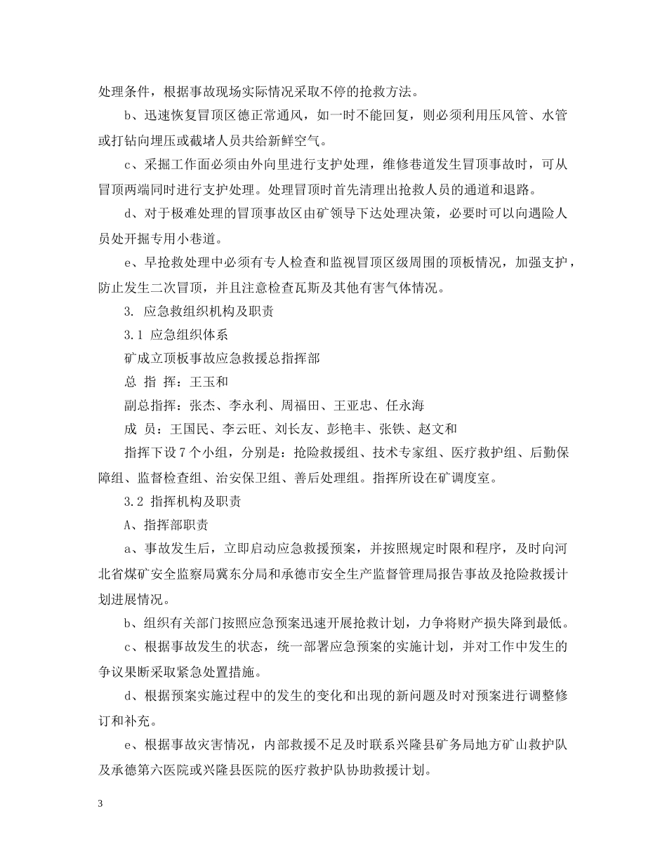 冒顶、片帮事故专项应急预案范文_第3页