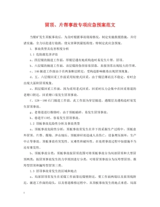 冒顶、片帮事故专项应急预案范文