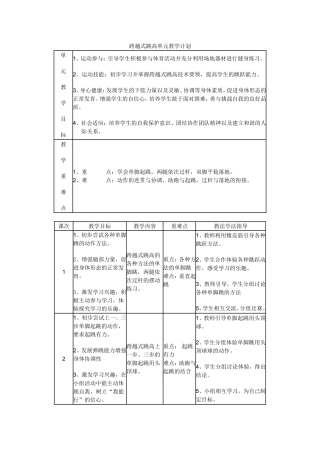 跨越式跳高单元教学计划