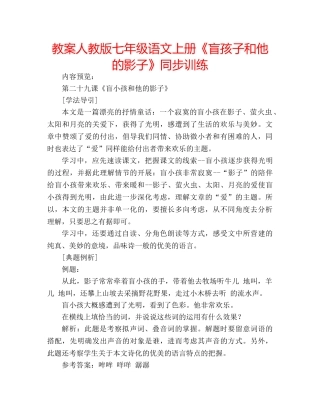 教案人教版七年级语文上册《盲孩子和他的影子》同步训练 