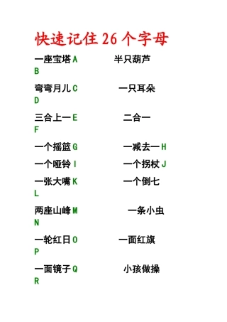 小学生如何快速记忆26个英文字母