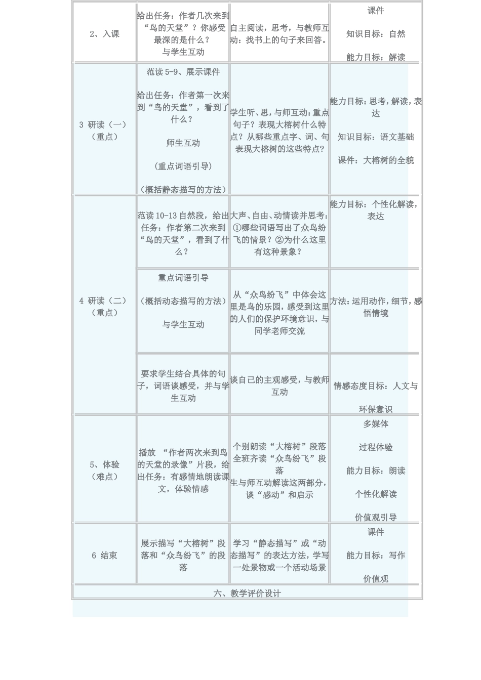鸟的天堂教学设计及反思_第2页