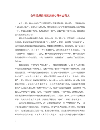 公司组织的拓展训练心得体会范文 