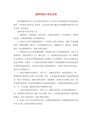 老师写给小学生评语 