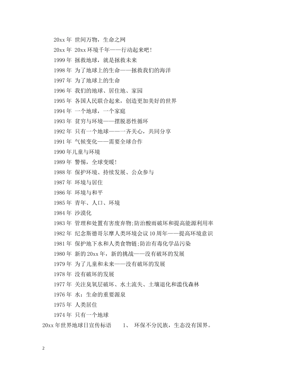 2024年世界地球日主题及宣传标语_第2页