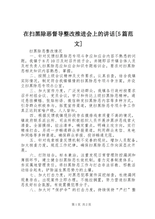 在扫黑除恶督导整改推进会上的讲话发言[5篇范文]