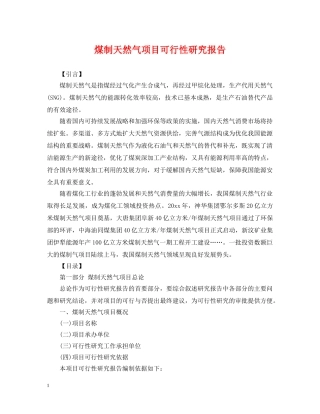 煤制天然气项目可行性研究报告 