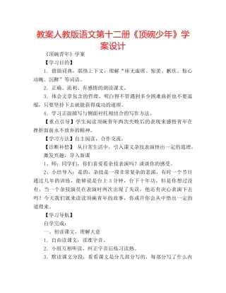 教案人教版语文第十二册《顶碗少年》学案设计 