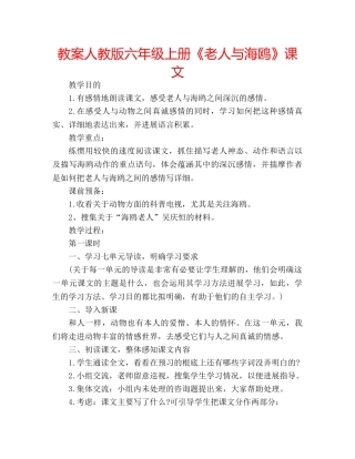 教案人教版六年级上册《老人与海鸥》课文 