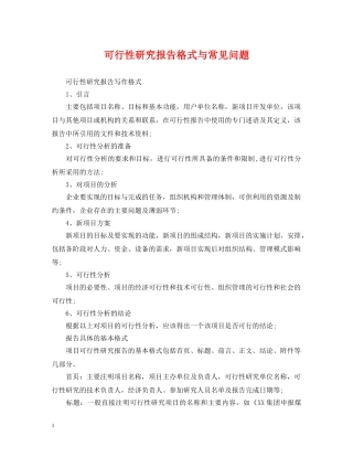 可行性研究报告格式与常见问题 