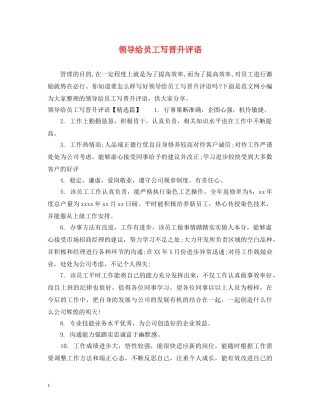 领导给员工写晋升评语 