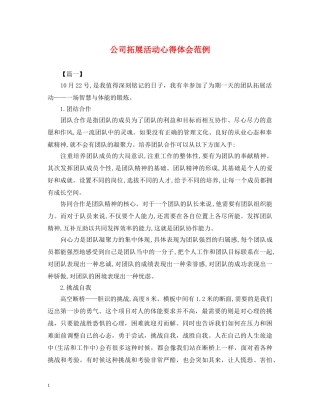 公司拓展活动心得体会范例 