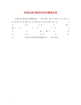 年度出差日数及拜访次数报告表 