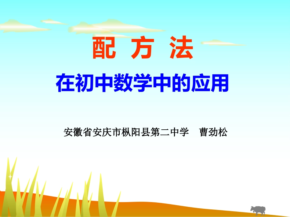 配方法在初中数学中的应用枞阳县第二中学曹劲松_第1页
