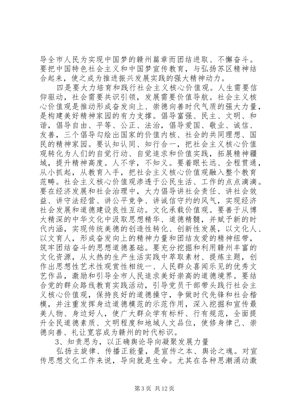 全市宣传思想工作会议上的讲话发言摘要_第3页