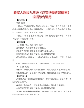 教案人教版九年级《应有格物致知精神》词语综合运用 