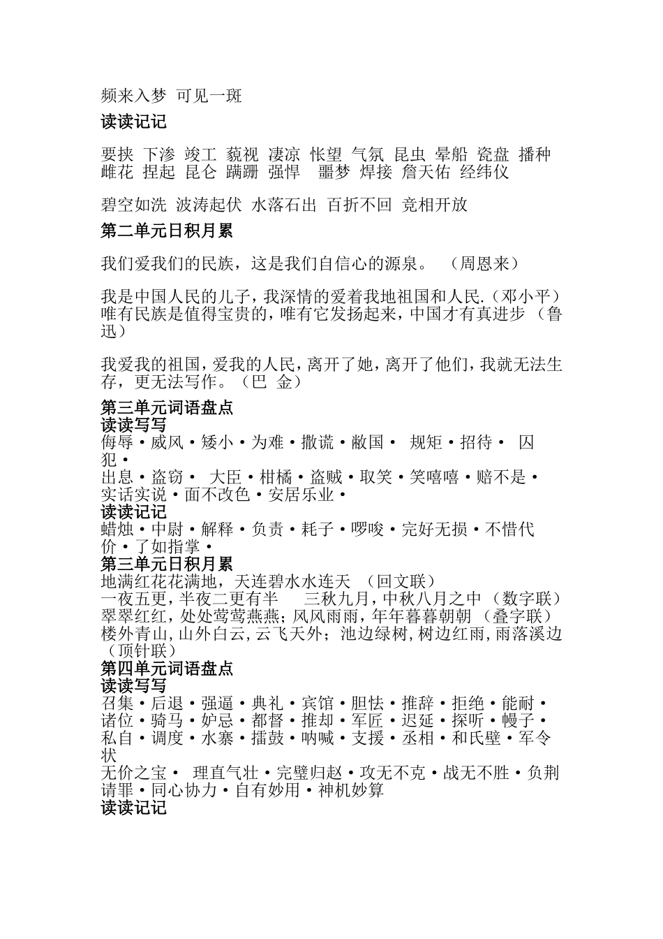 鲁教版五年级上册语文词语盘点及日积月累_第2页