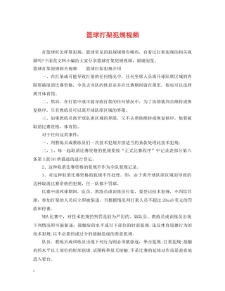 篮球打架犯规视频 