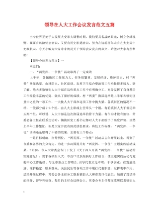 领导在人大工作会议发言范文五篇 
