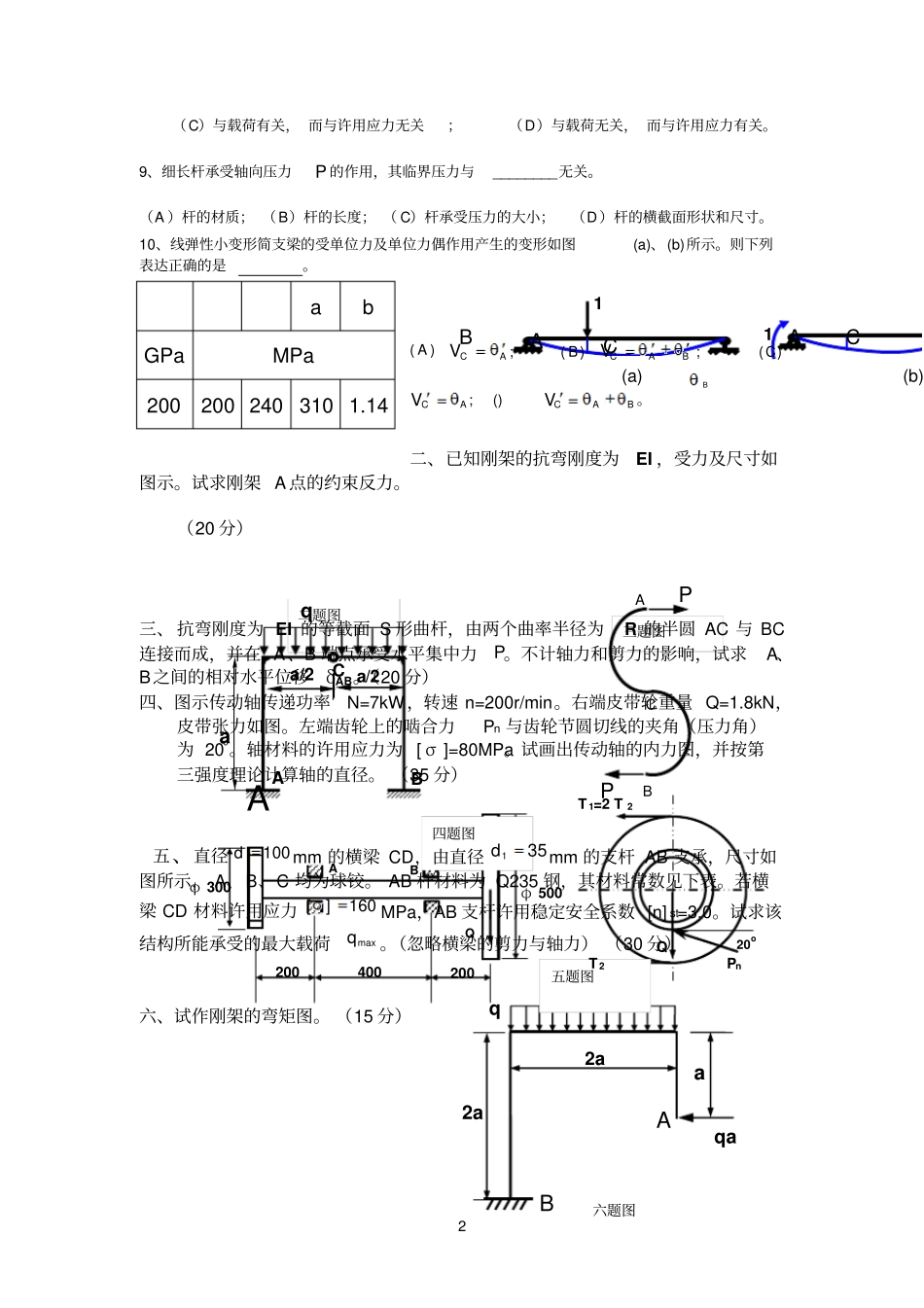 北科2013材料力学考研真题_第2页