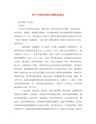 关于大学生村官心得体会范文 