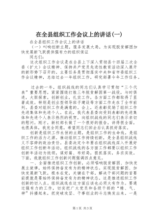 在全县组织工作会议上的讲话发言(一)