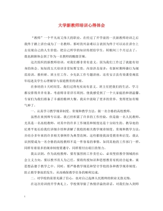 大学新教师培训心得体会 