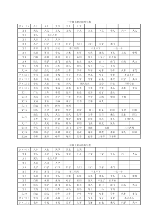 一年级上册词语听写表