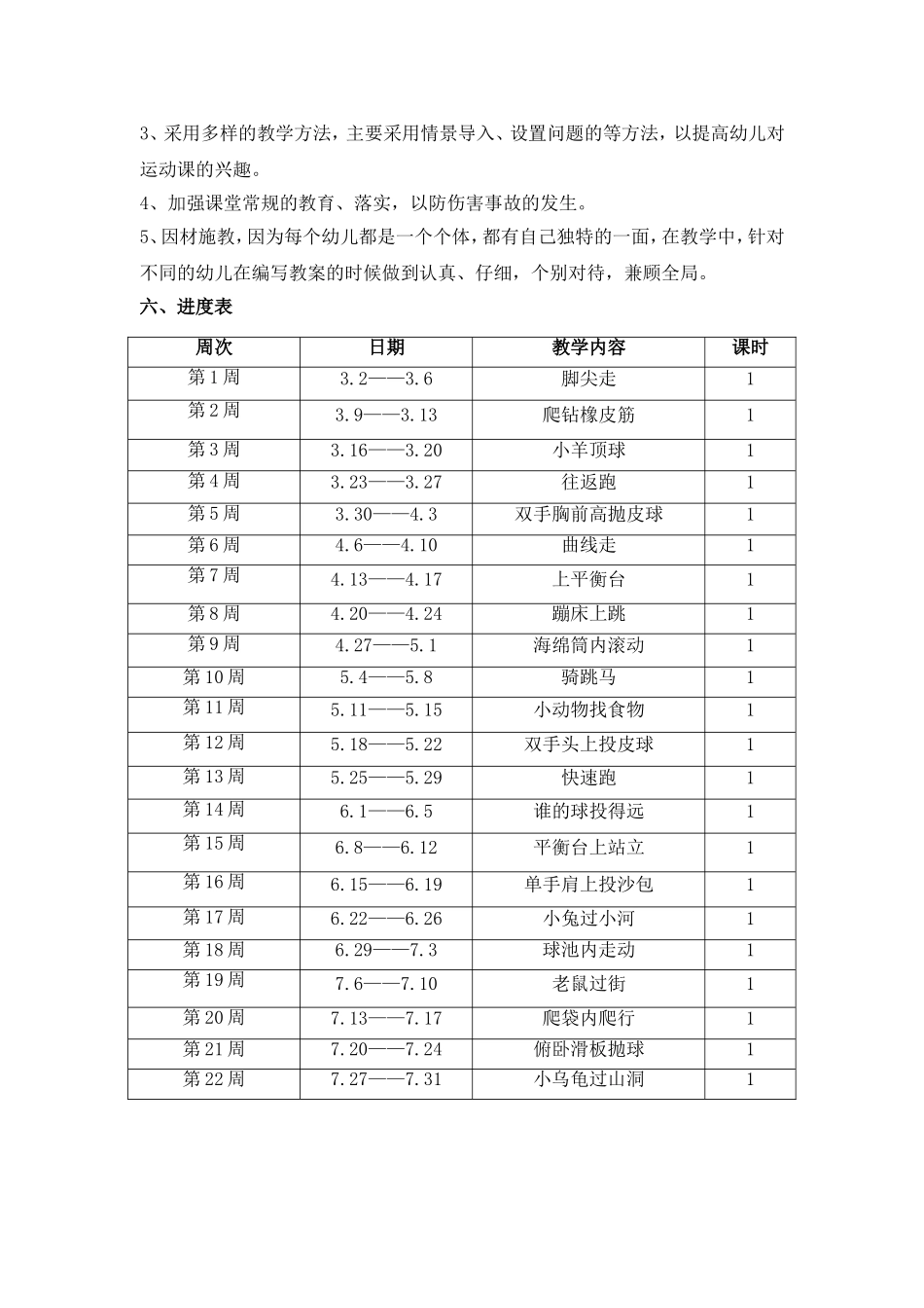 海豚小班幼儿运动教学计划_第2页