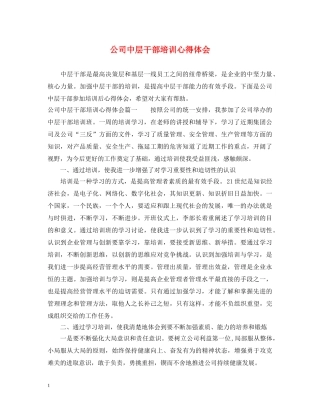 公司中层干部培训心得体会 