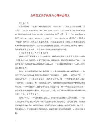 公司员工关于执行力心得体会范文 