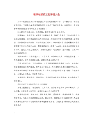 领导对新员工的评语大全 