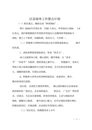 区商务工作要点计划