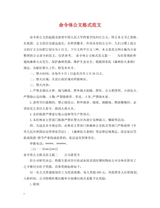 命令体公文格式范文 