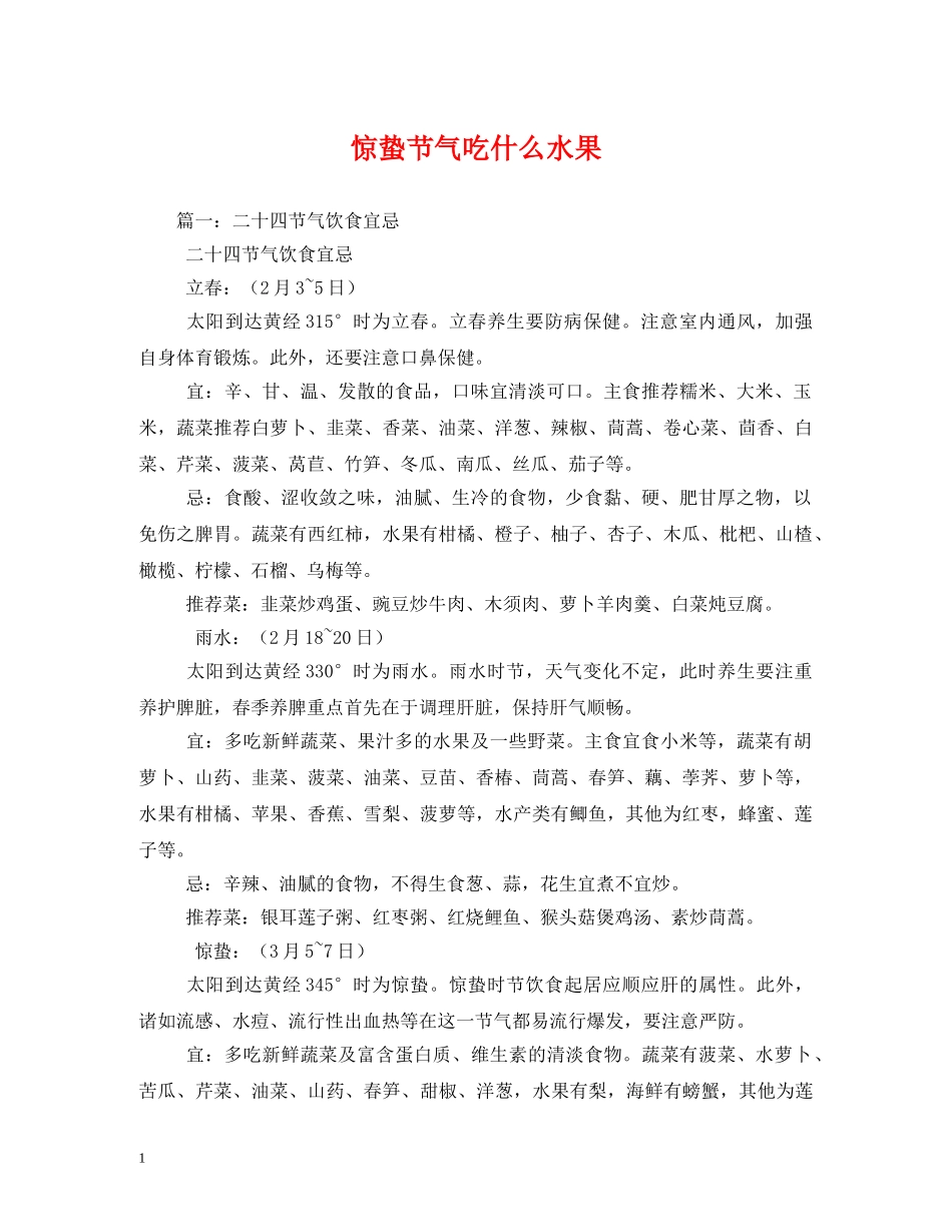 惊蛰节气吃什么水果 _第1页