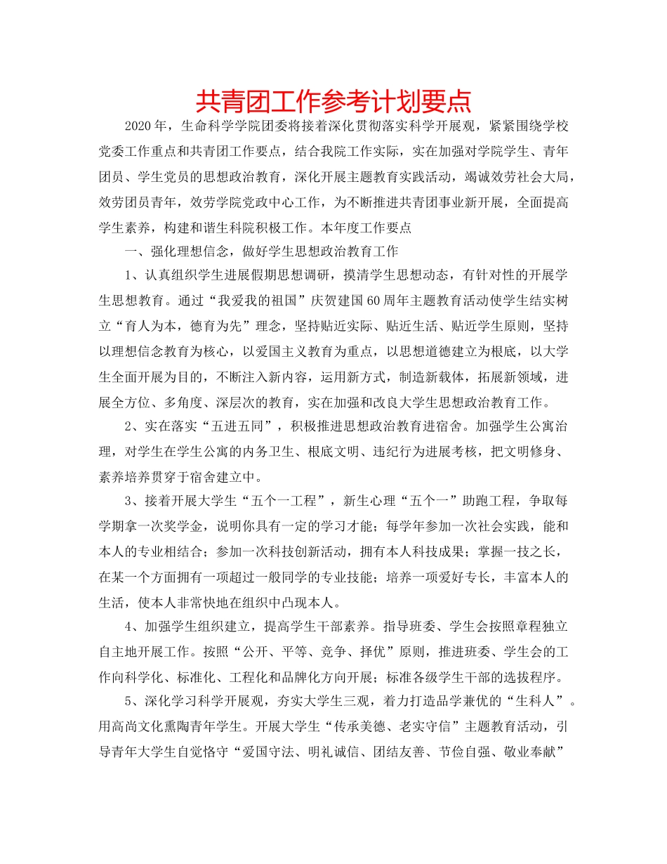 共青团工作参考计划要点 _第1页