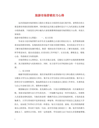 旅游市场营销实习心得 