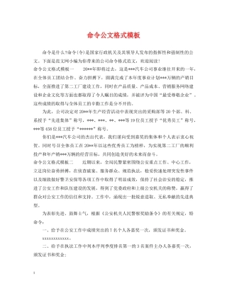 命令公文格式模板 