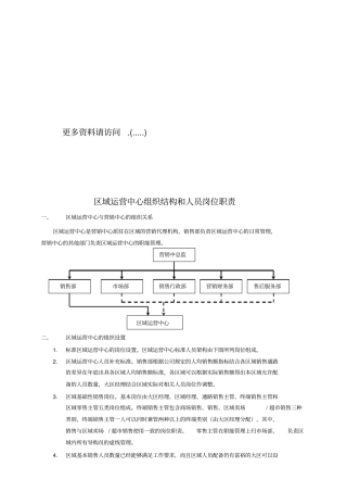 区域运营中心组织结构与人员岗位说明