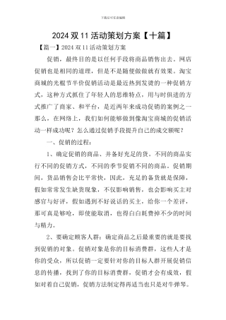 2024双11活动策划方案
