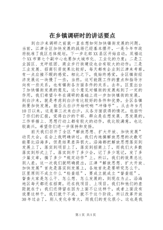 在乡镇调研时的讲话发言要点