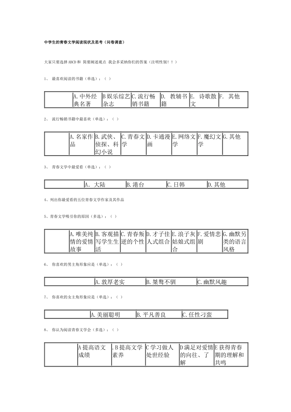 中学生的青春文学阅读现状及思考_第1页