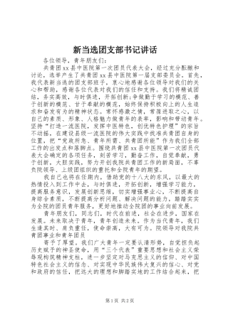 新当选团支部书记讲话发言