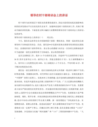 领导在村干部培训会上的讲话 