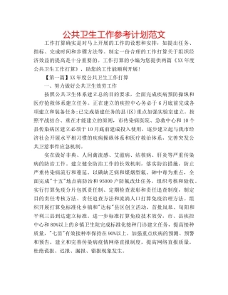 公共卫生工作参考计划范文 