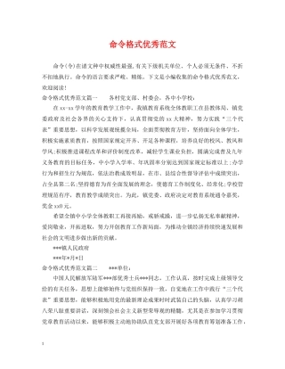 命令格式优秀范文 