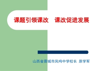 课题引领课改课改促进发展2