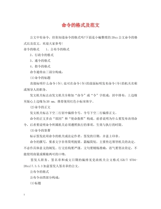 命令的格式及范文 