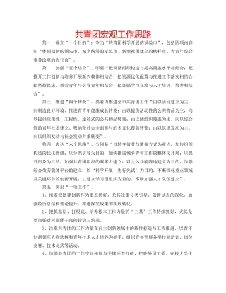 共青团宏观工作思路 